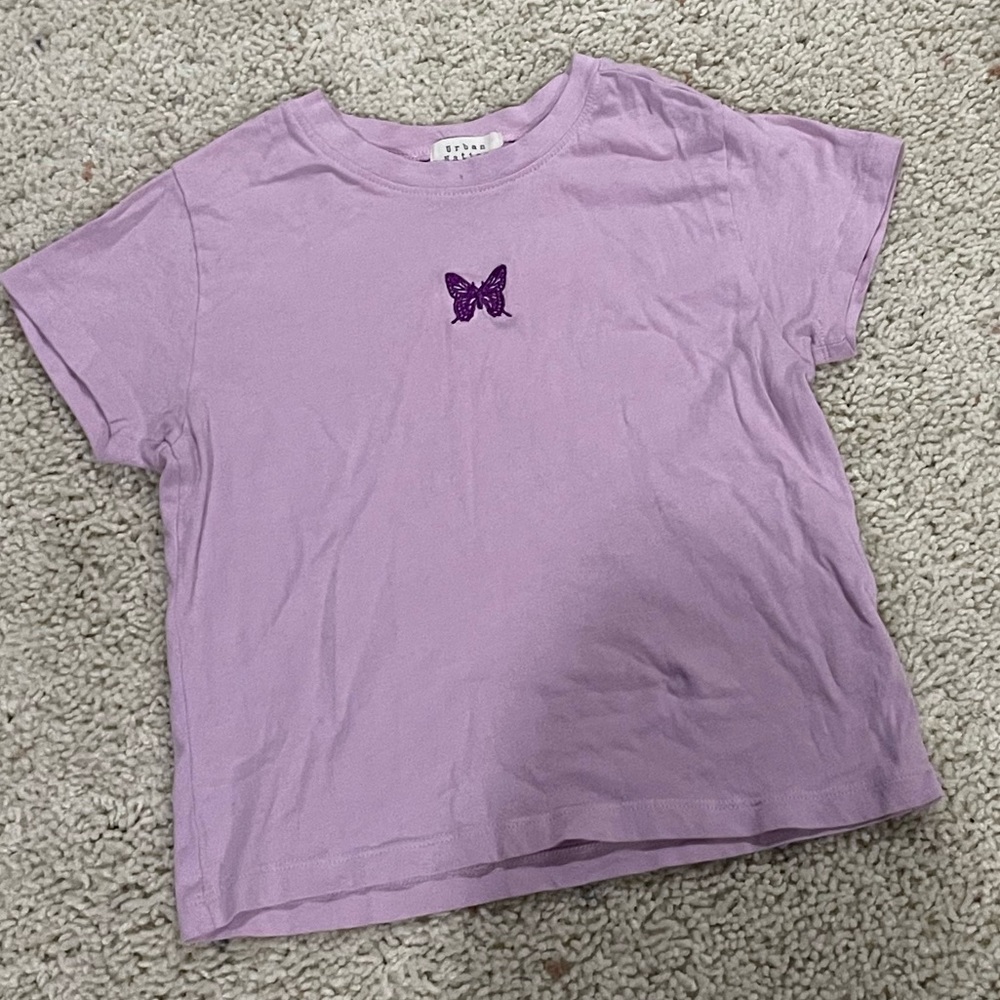 Purple butterfly crop top, size medium